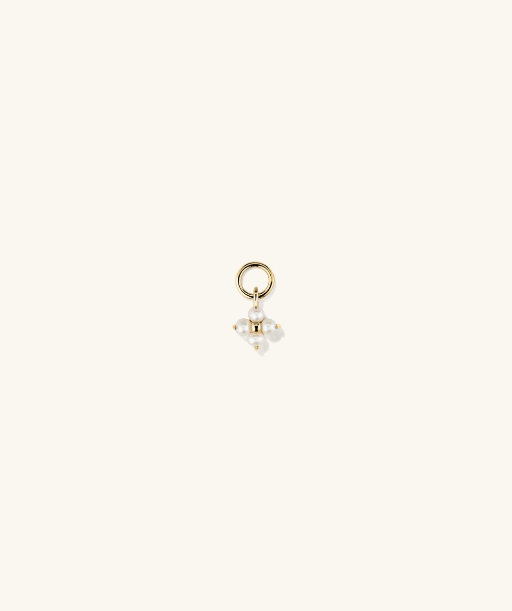 Mejuri Cluster Pearl Hoop Charm - 14k Yellow Gold