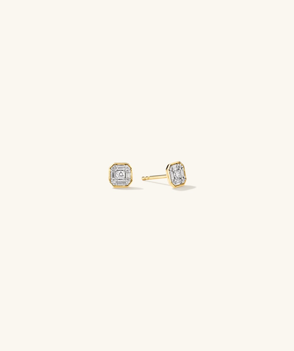 Mejuri Mosaic Cushion Diamond Studs - 14k Yellow Gold