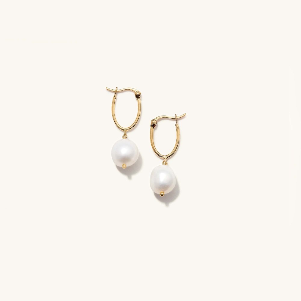 Mejuri Organic Pearl Hoops - Gold Vermeil