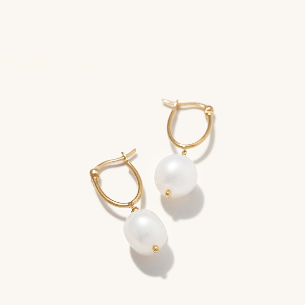 Mejuri Organic Pearl Hoops - Gold Vermeil