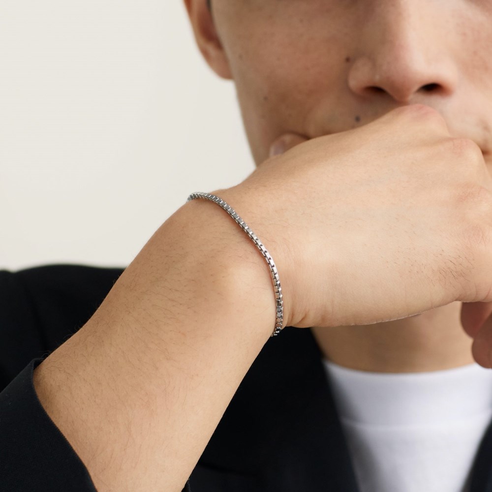 Mejuri Square Box Chain Bracelet - Sterling Silver