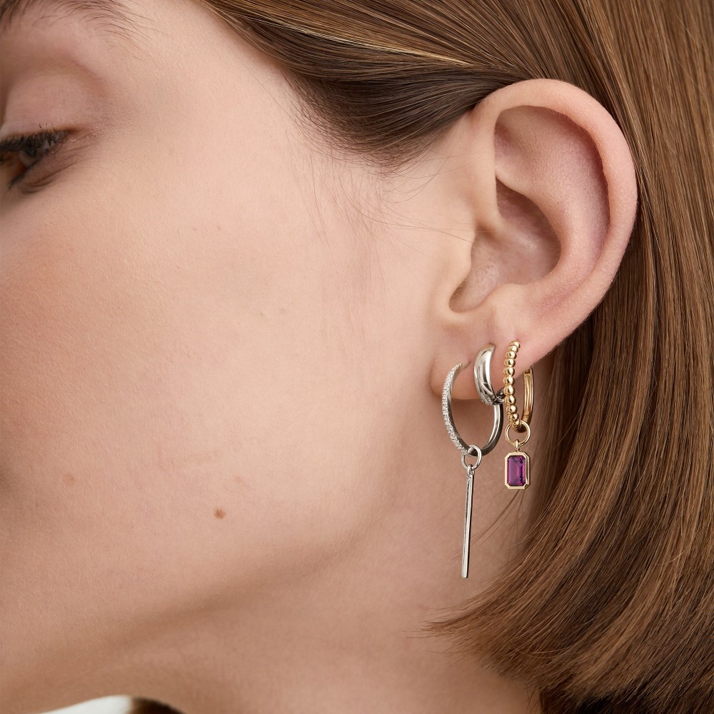 Mejuri Single Bar Hoop Charm - 14k White Gold