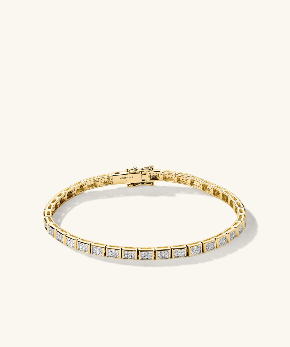 Mejuri Rectangular Micro-Pavé Diamond Tennis Bracelet - 14k Yellow Gold