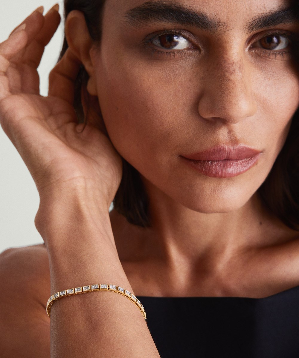 Mejuri Rectangular Micro-Pavé Diamond Tennis Bracelet - 14k Yellow Gold