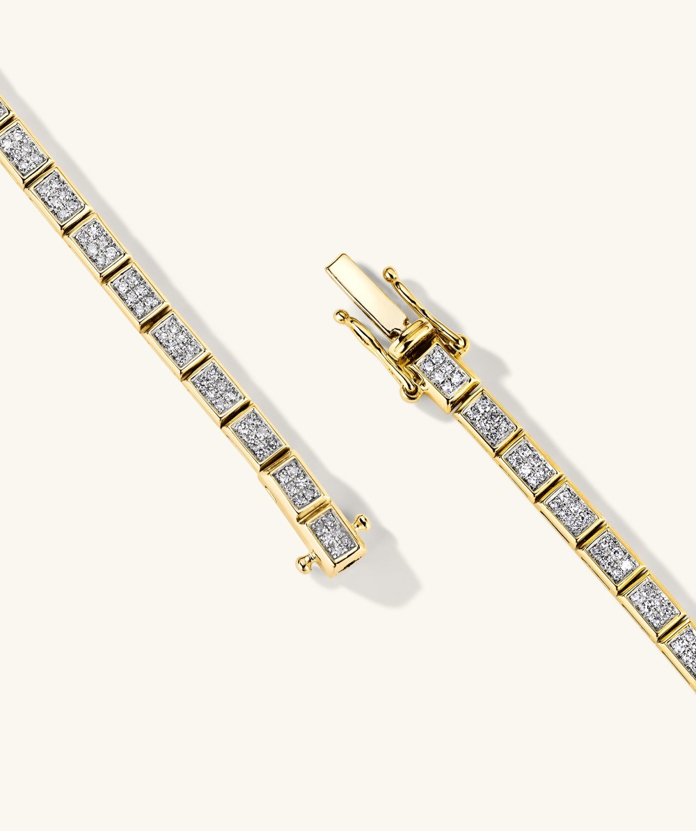 Mejuri Rectangular Micro-Pavé Diamond Tennis Bracelet - 14k Yellow Gold