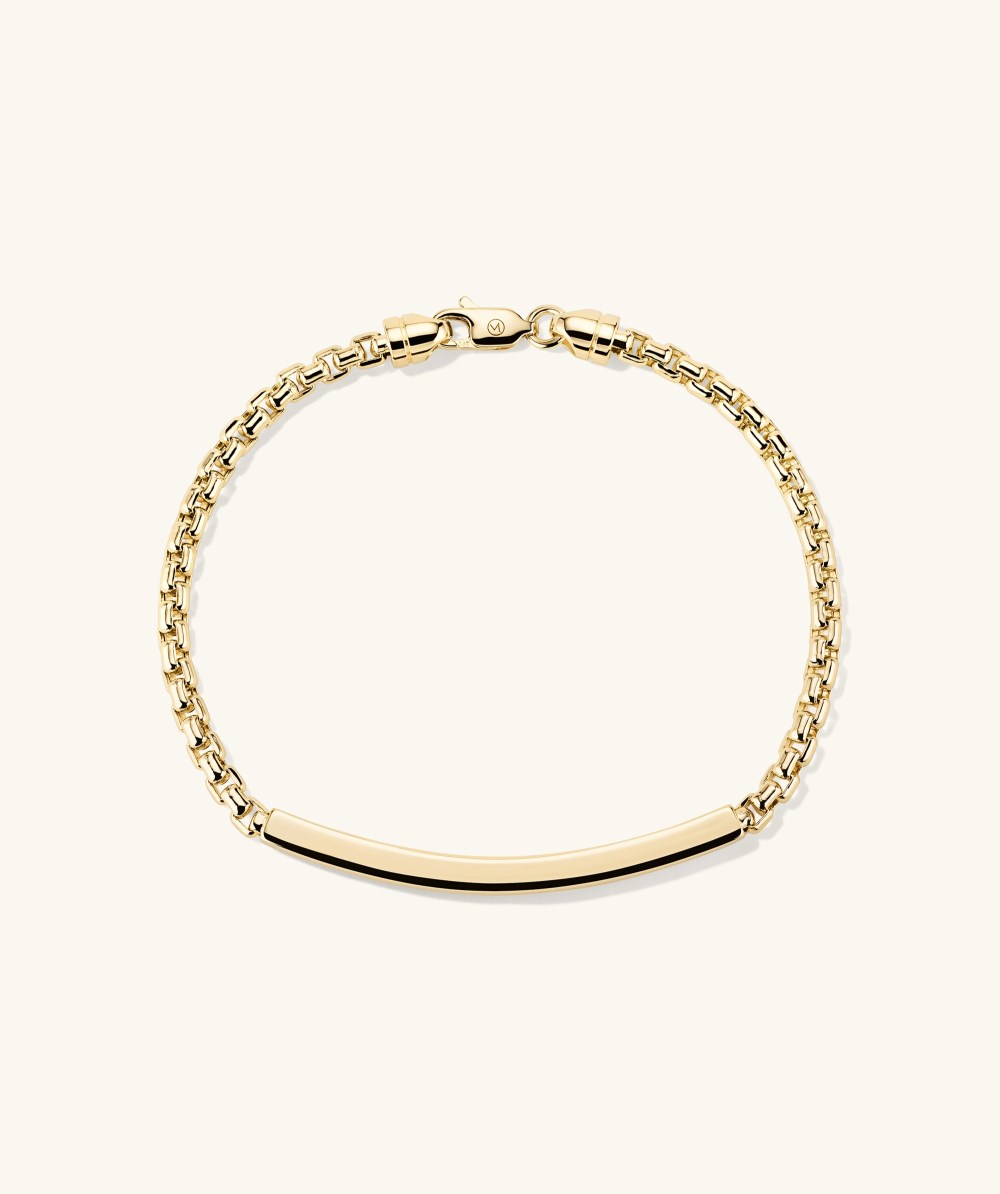 Mejuri Round Box Chain ID Bracelet - 14k Yellow Gold