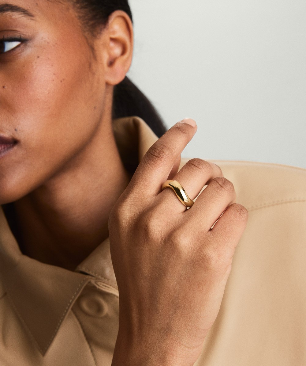 Mejuri Dôme Figure Ring - Sterling Silver, Light Blue Enamel