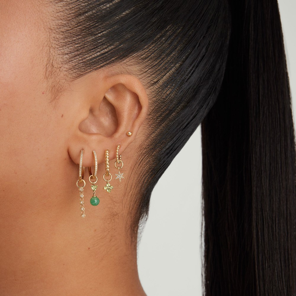 Mejuri Single Gemstone Cluster Hoop Charm - 14k Yellow Gold