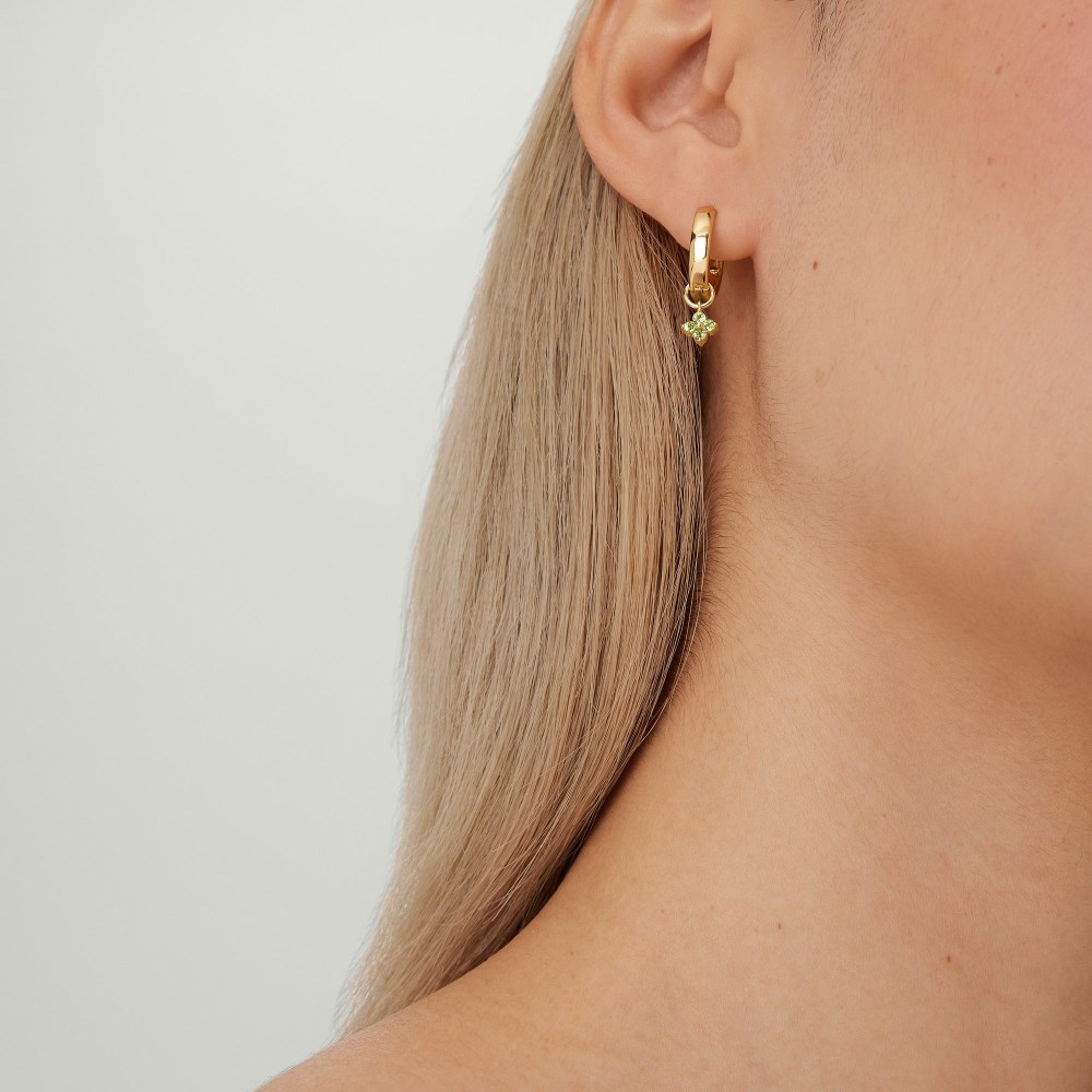 Mejuri Single Gemstone Cluster Hoop Charm - 14k Yellow Gold