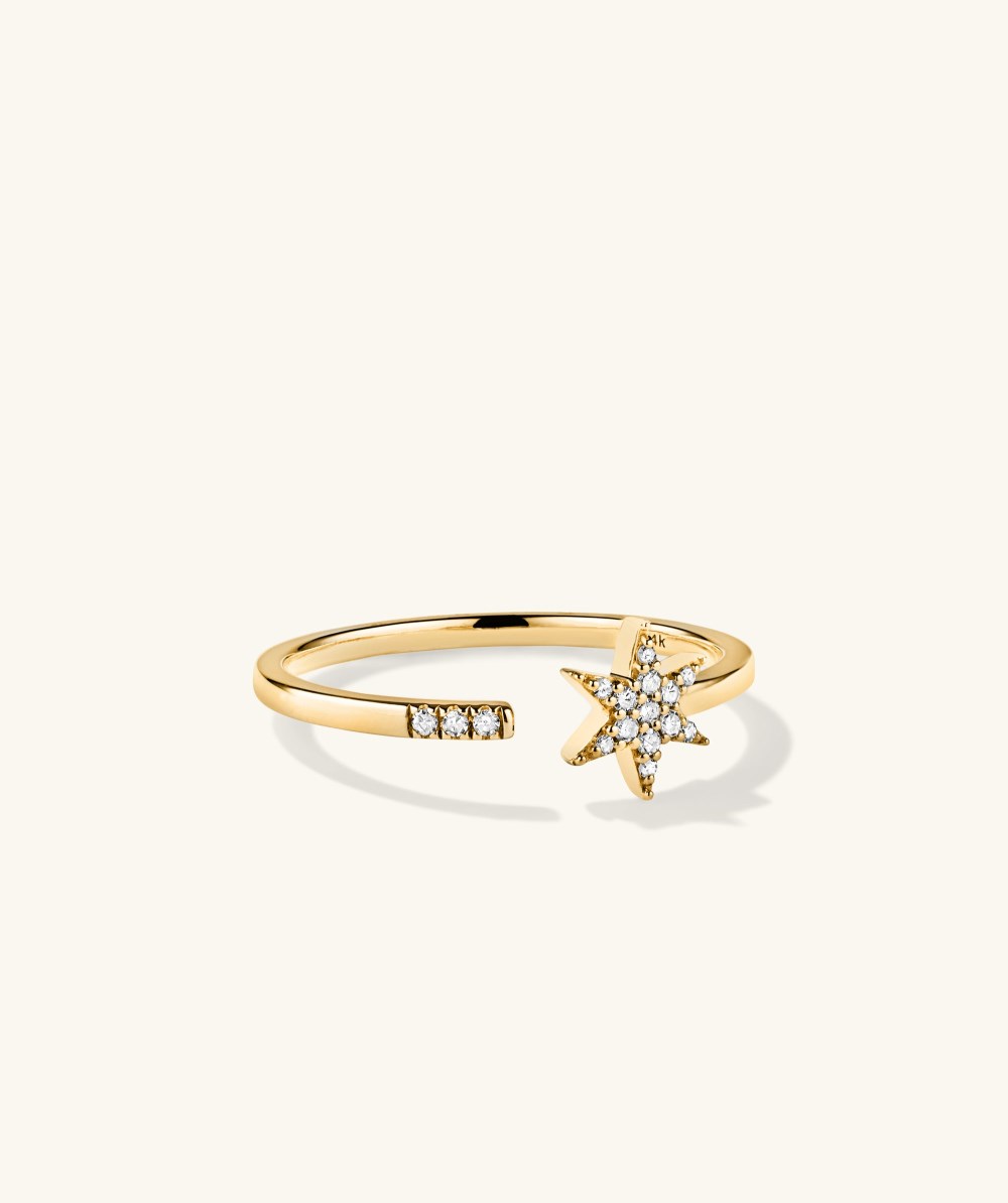 Mejuri Pavé Diamond Star Open Ring - 14k Yellow Gold