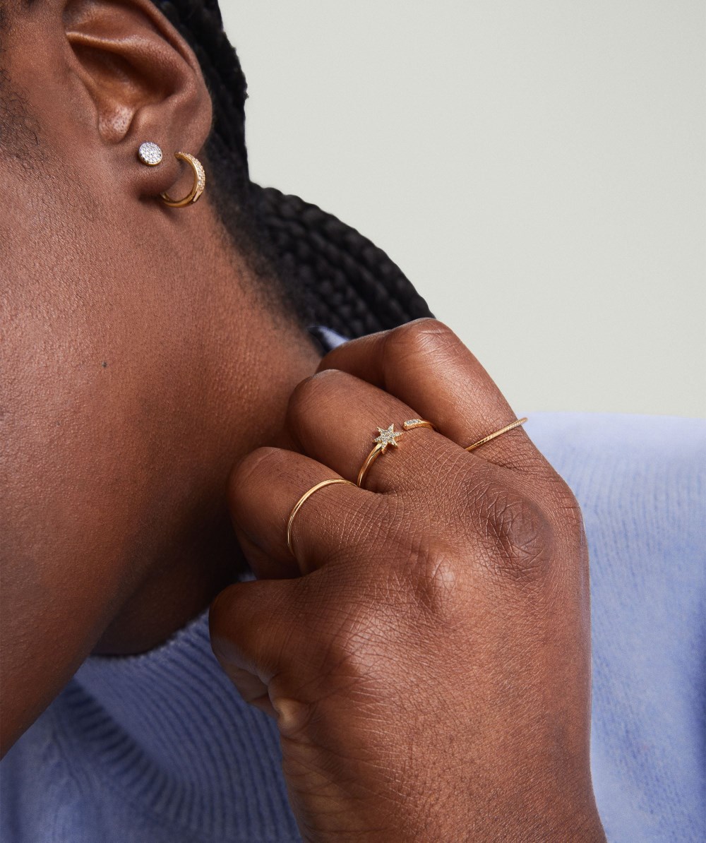 Mejuri Pavé Diamond Star Open Ring - 14k Yellow Gold