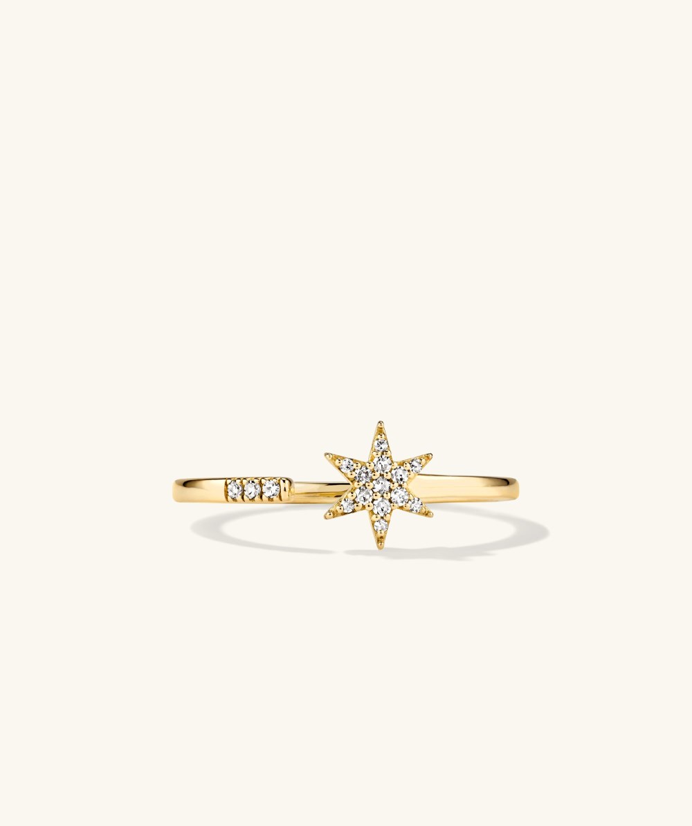 Mejuri Pavé Diamond Star Open Ring - 14k Yellow Gold