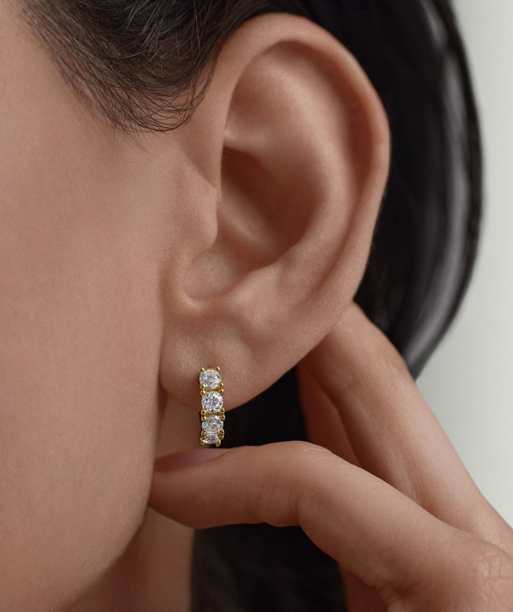 Mejuri Lab Grown Sapphire Huggies - Gold Vermeil