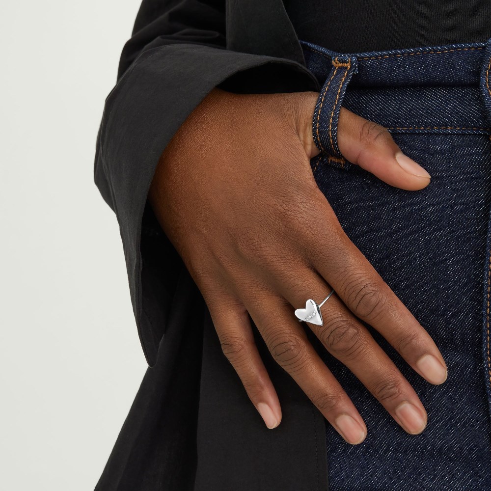 Mejuri Heart Pavé Diamond Ring - 14k White Gold