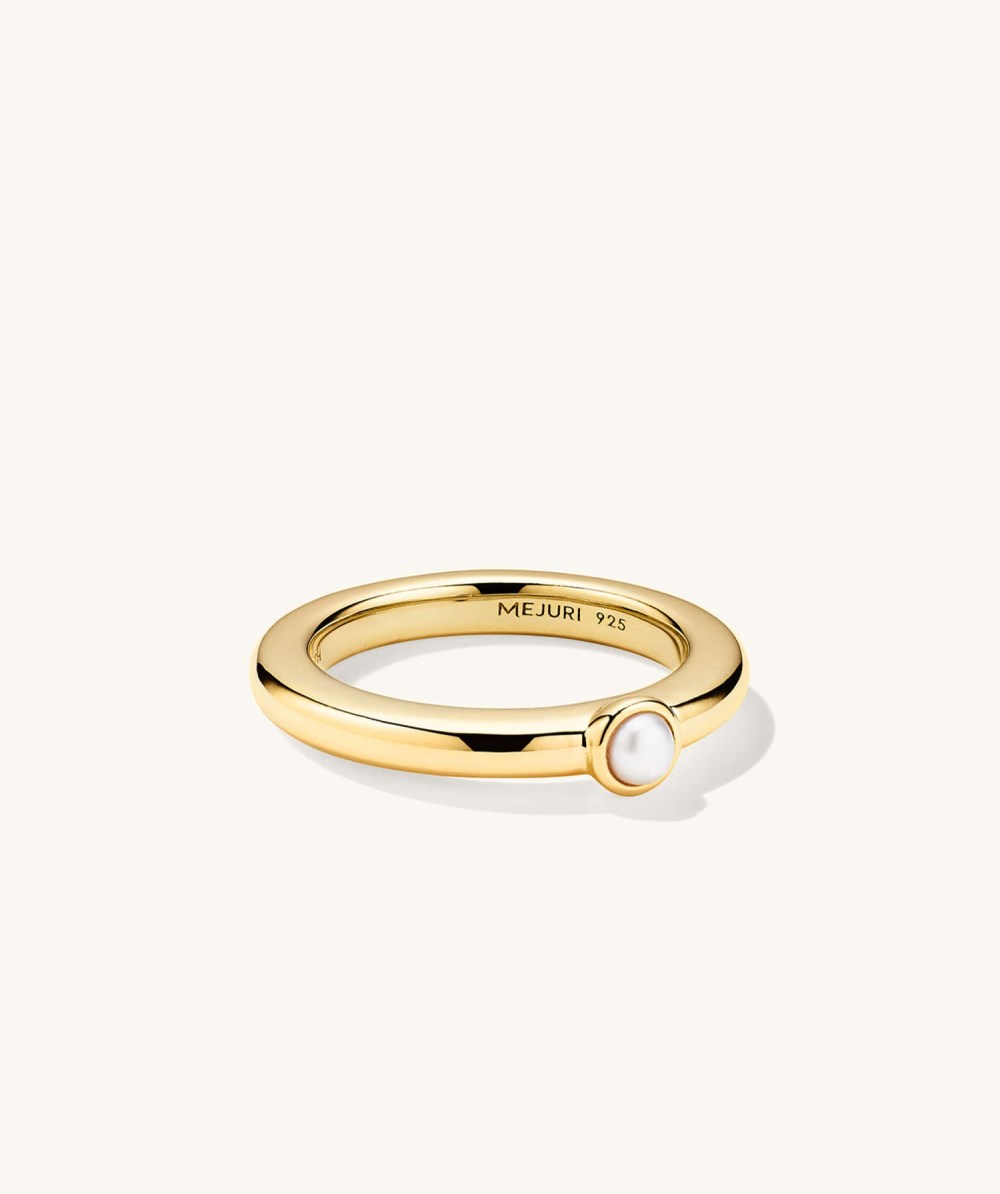Mejuri Pearl Stacker Ring - Gold Vermeil