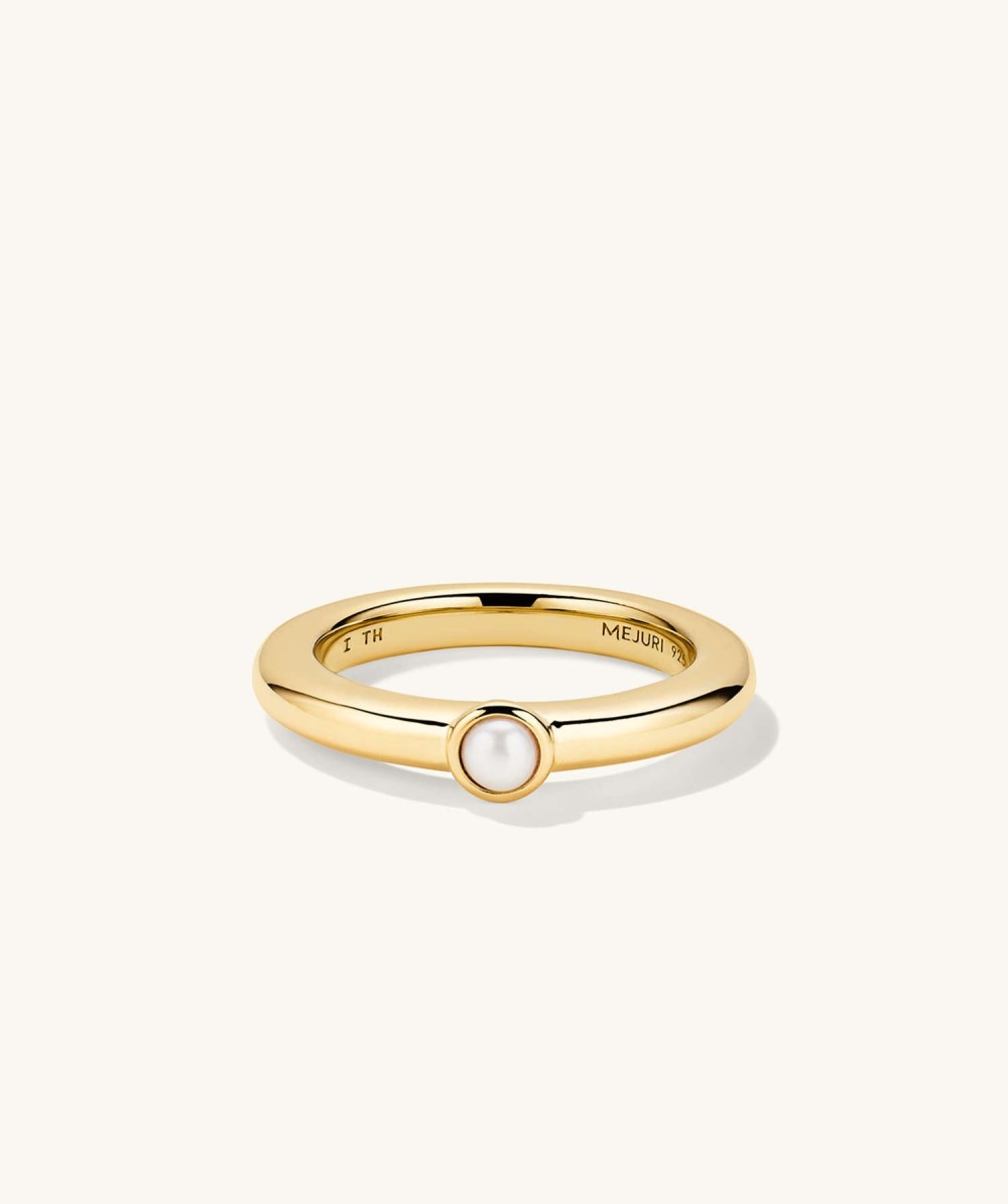 Mejuri Pearl Stacker Ring - Gold Vermeil