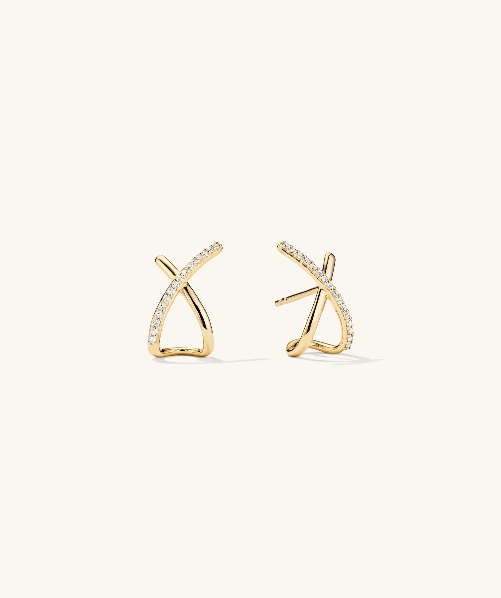 Mejuri Pavé Diamond X Oversized Studs - 14k Yellow Gold