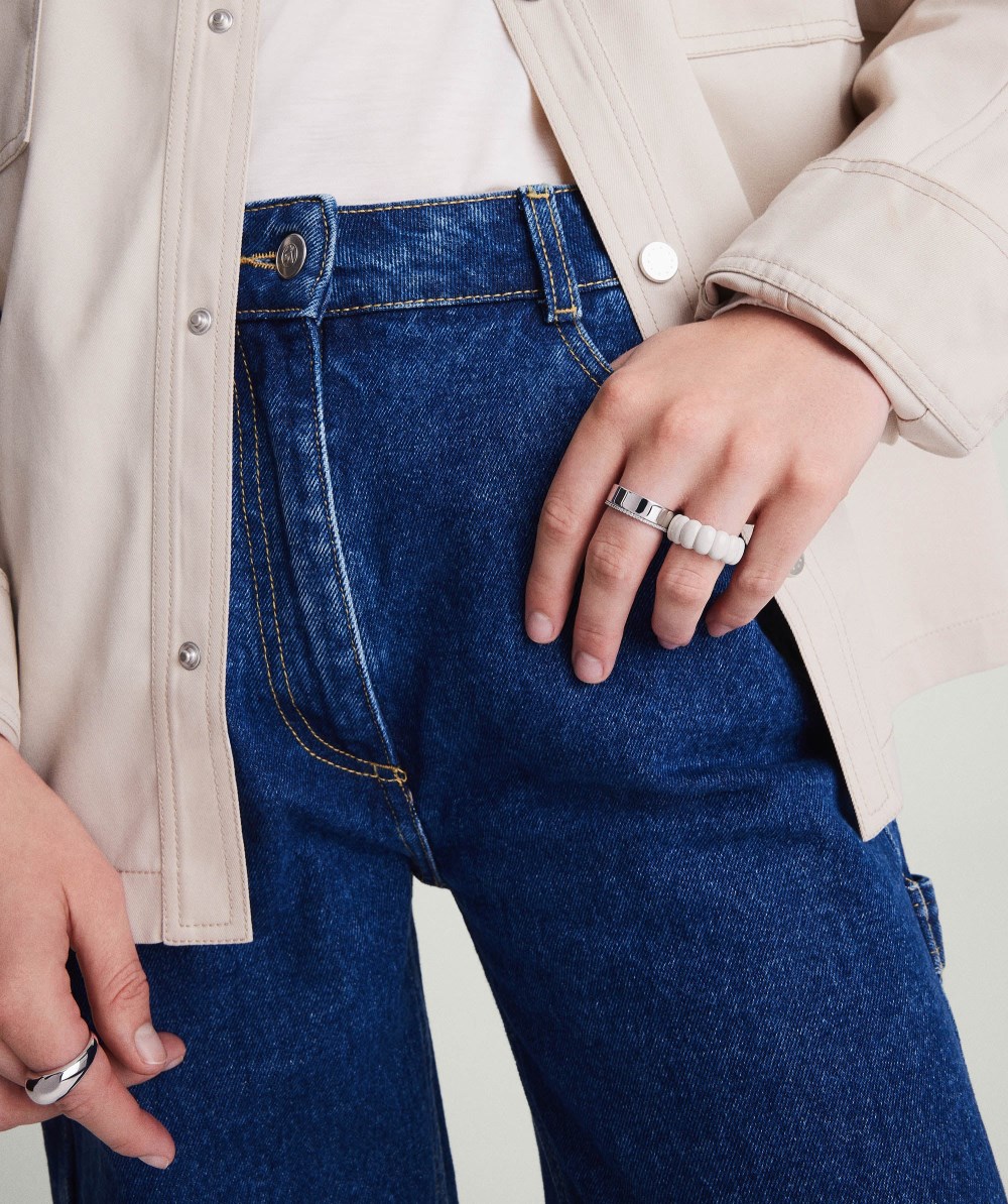 Mejuri Puffy Charlotte Enamel Ring - Sterling Silver, Cloud Enamel