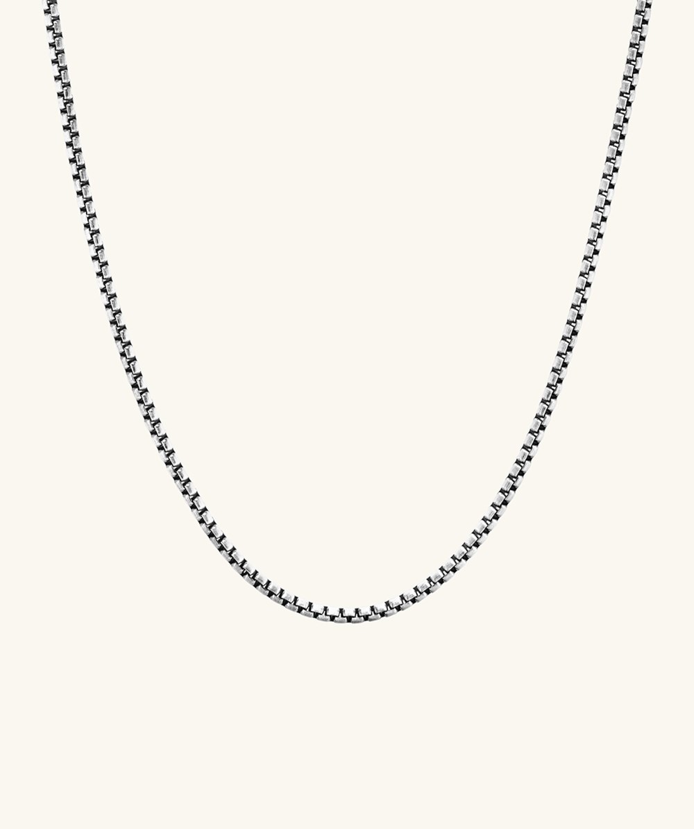 Mejuri Round Box Chain Necklace - Oxidized Sterling Silver