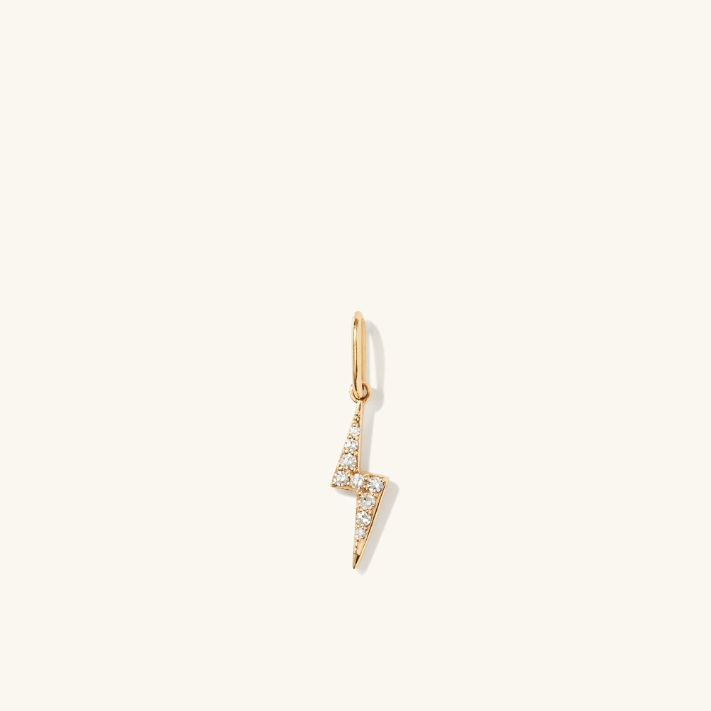 Mejuri Pavé Diamond Lightning Bolt Charm - 14k Yellow Gold