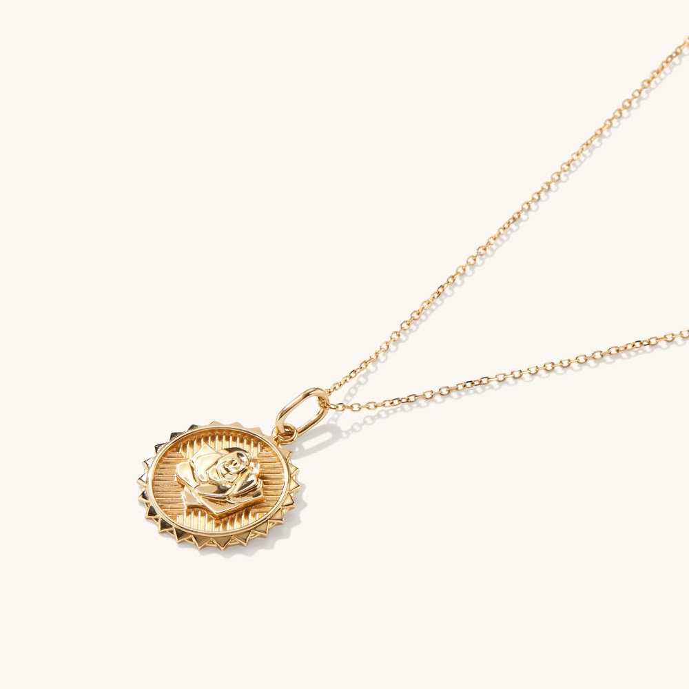 Mejuri Strength: Rose Coin Charm Pendant - 14k Yellow Gold