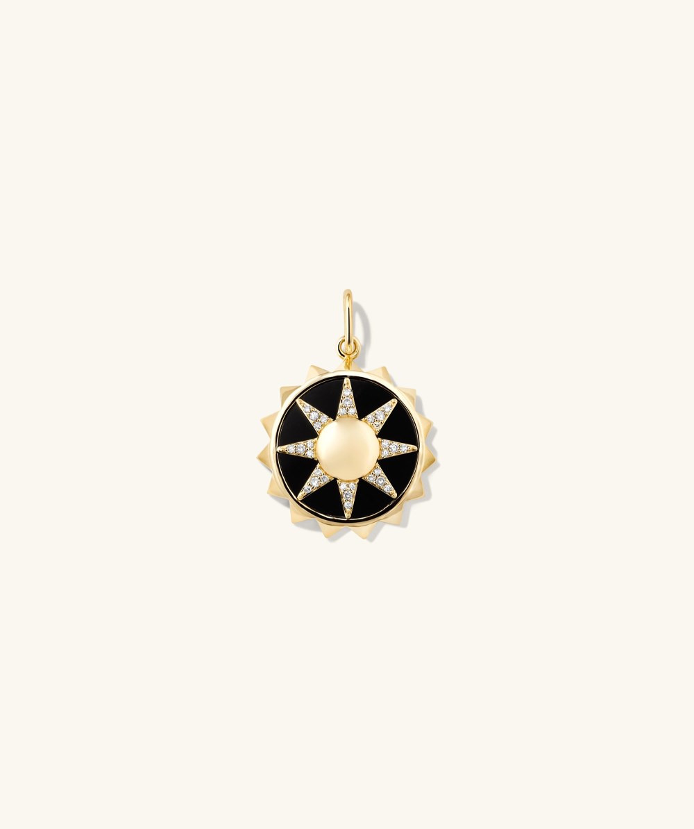 Mejuri Energy: Sun Pavé Diamond Coin Charm Pendant - 14k Yellow Gold
