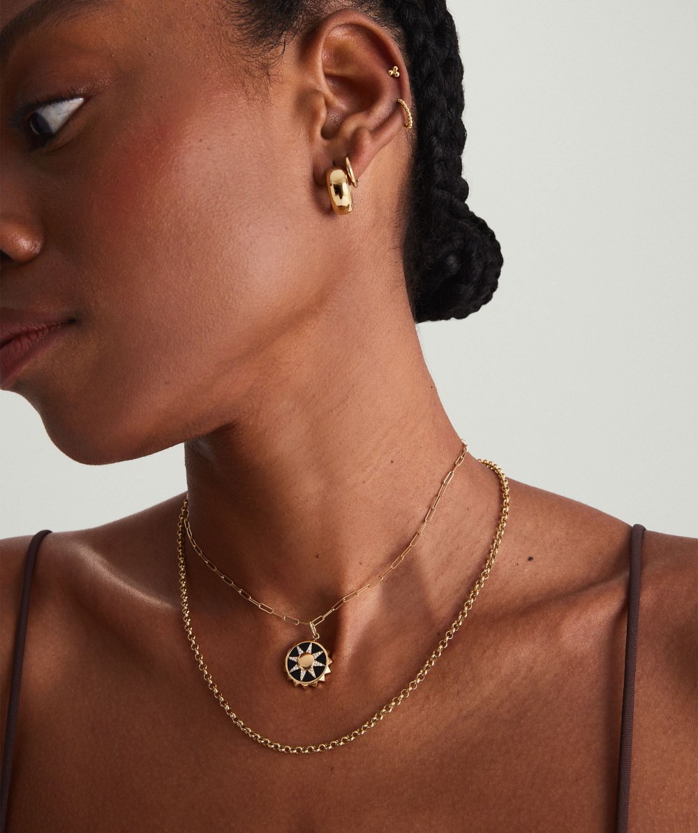 Mejuri Energy: Sun Pavé Diamond Coin Charm Pendant - 14k Yellow Gold