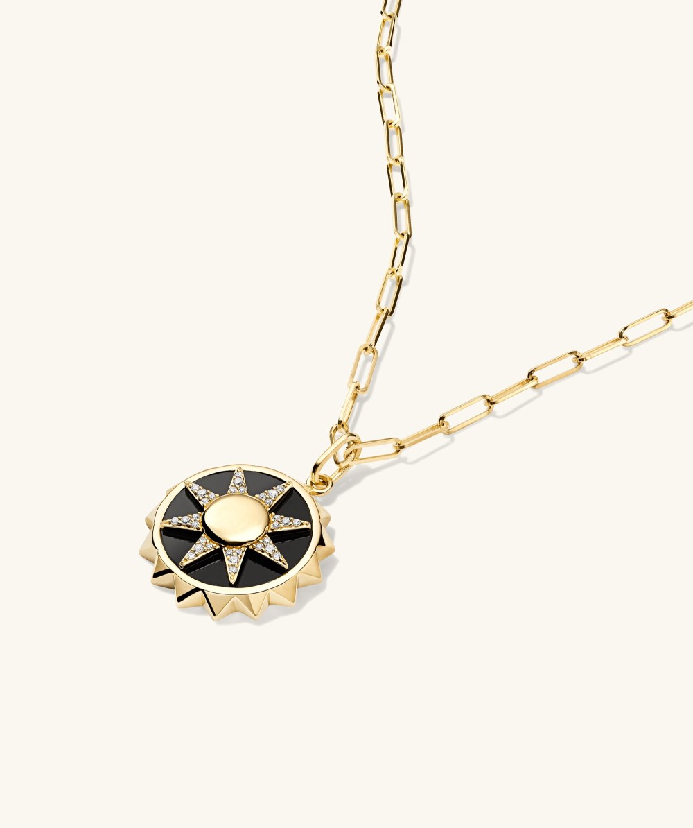 Mejuri Energy: Sun Pavé Diamond Coin Charm Pendant - 14k Yellow Gold