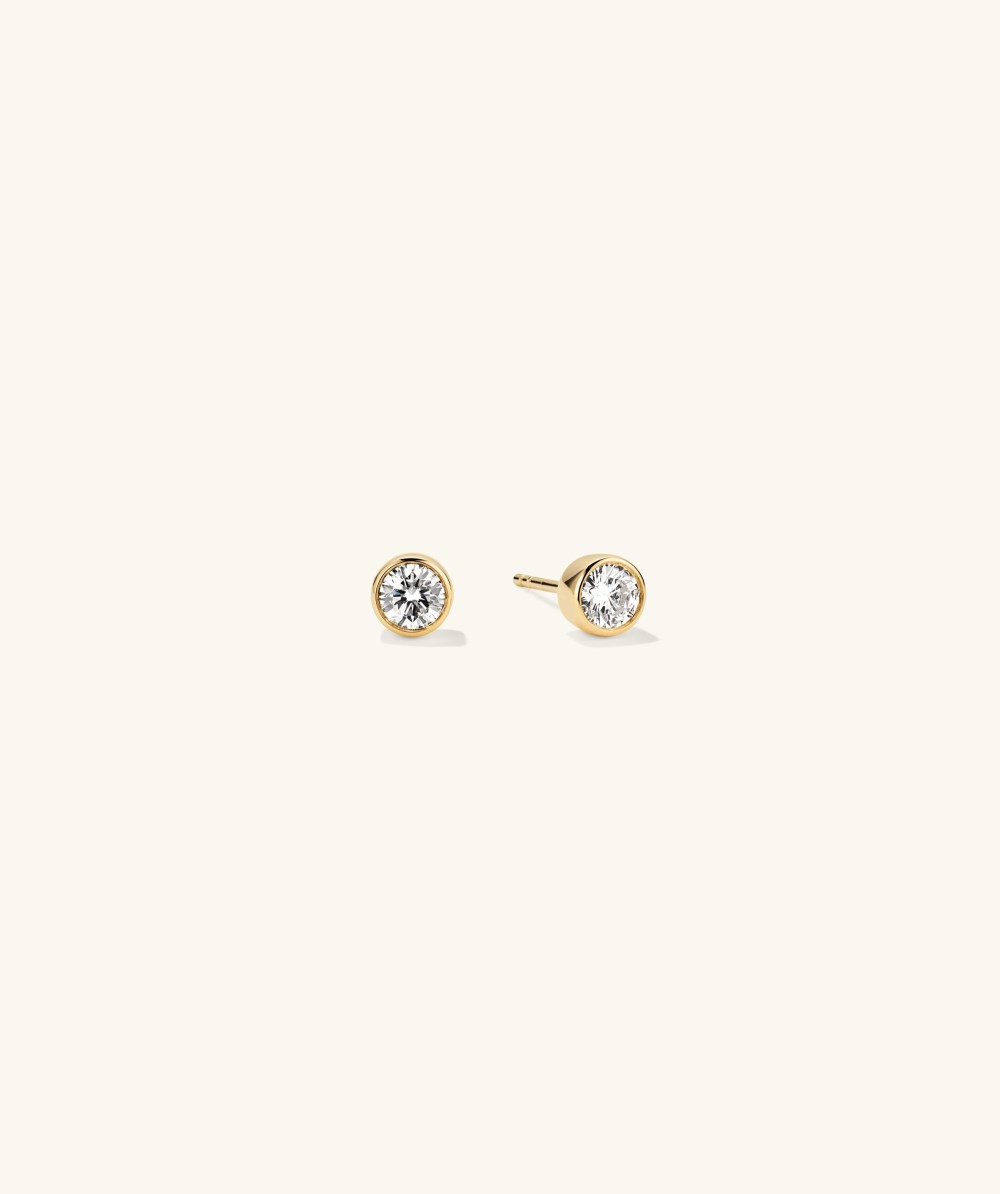 Mejuri Bezel Round Lab Grown Diamond Studs 0.5 ct - 14k Yellow Gold