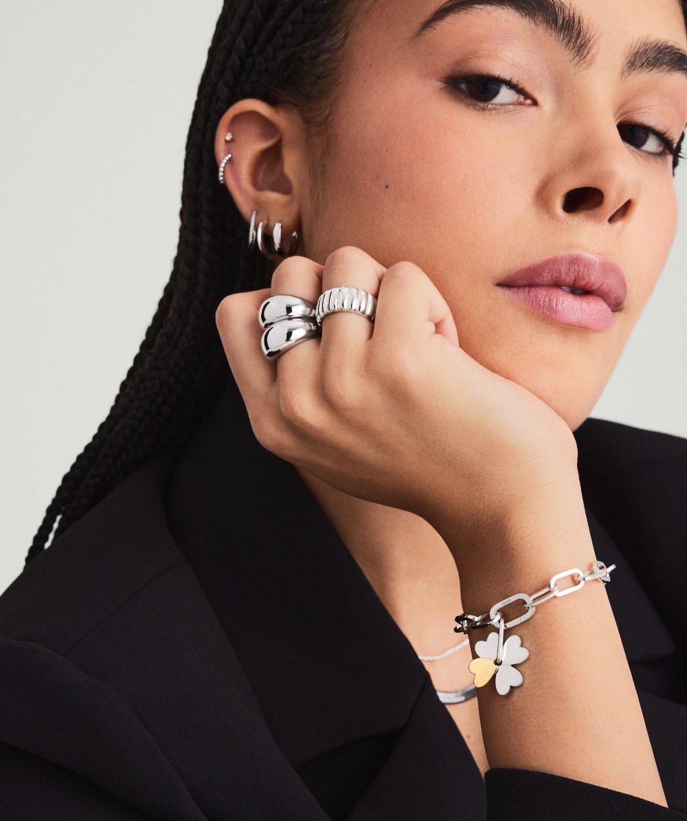 Mejuri Mejuri x GANNI Clover Charm Bracelet - Sterling Silver