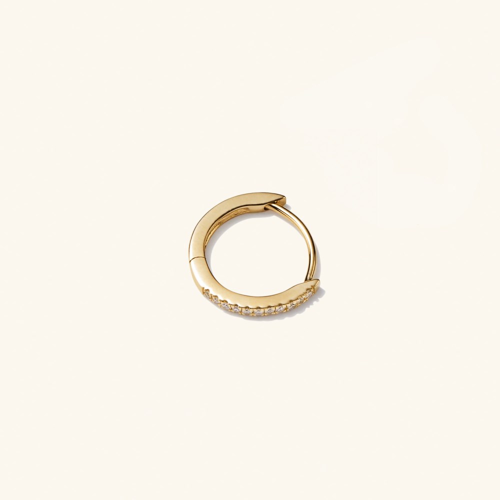Mejuri Single Pavé Diamond Huggie Hoop - 14k Yellow Gold