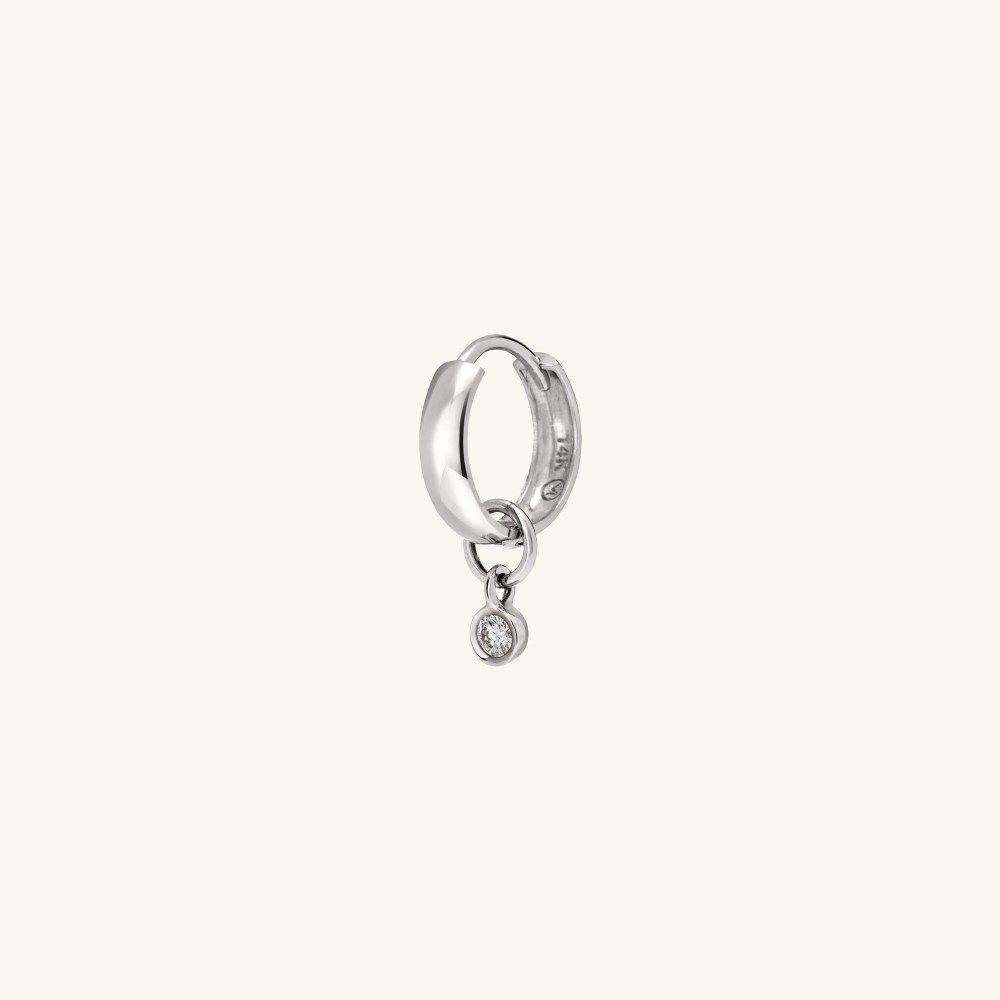 Mejuri Single Mini Gemstone Hoop Charm - 14k White Gold