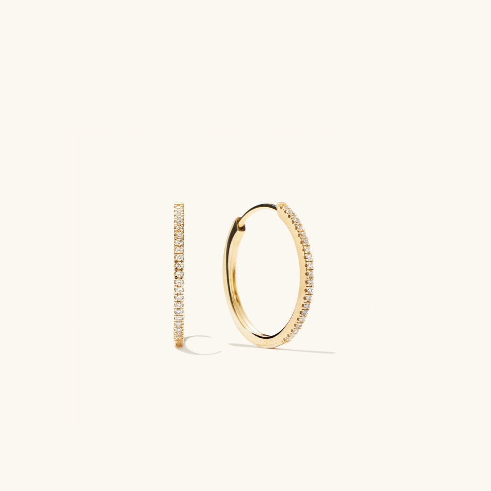 Mejuri Pavé Diamond Medium Hoops - 14k Yellow Gold