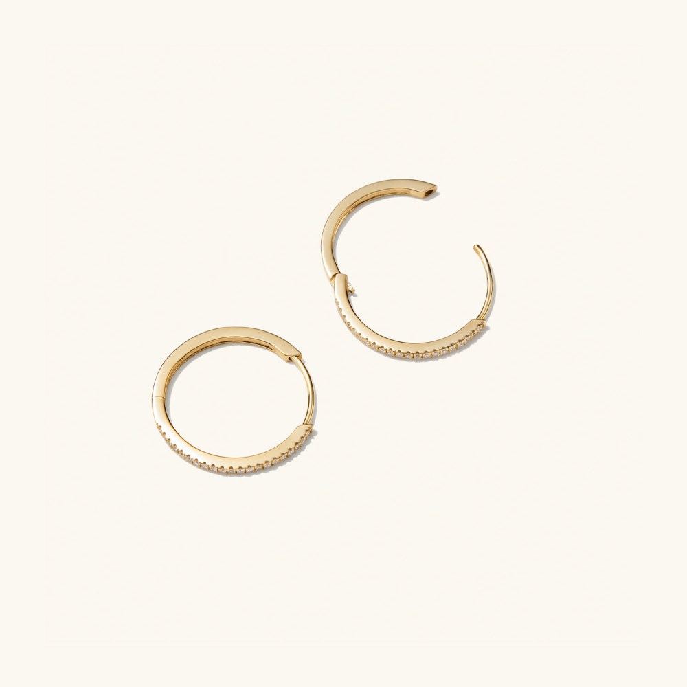 Mejuri Pavé Diamond Medium Hoops - 14k Yellow Gold