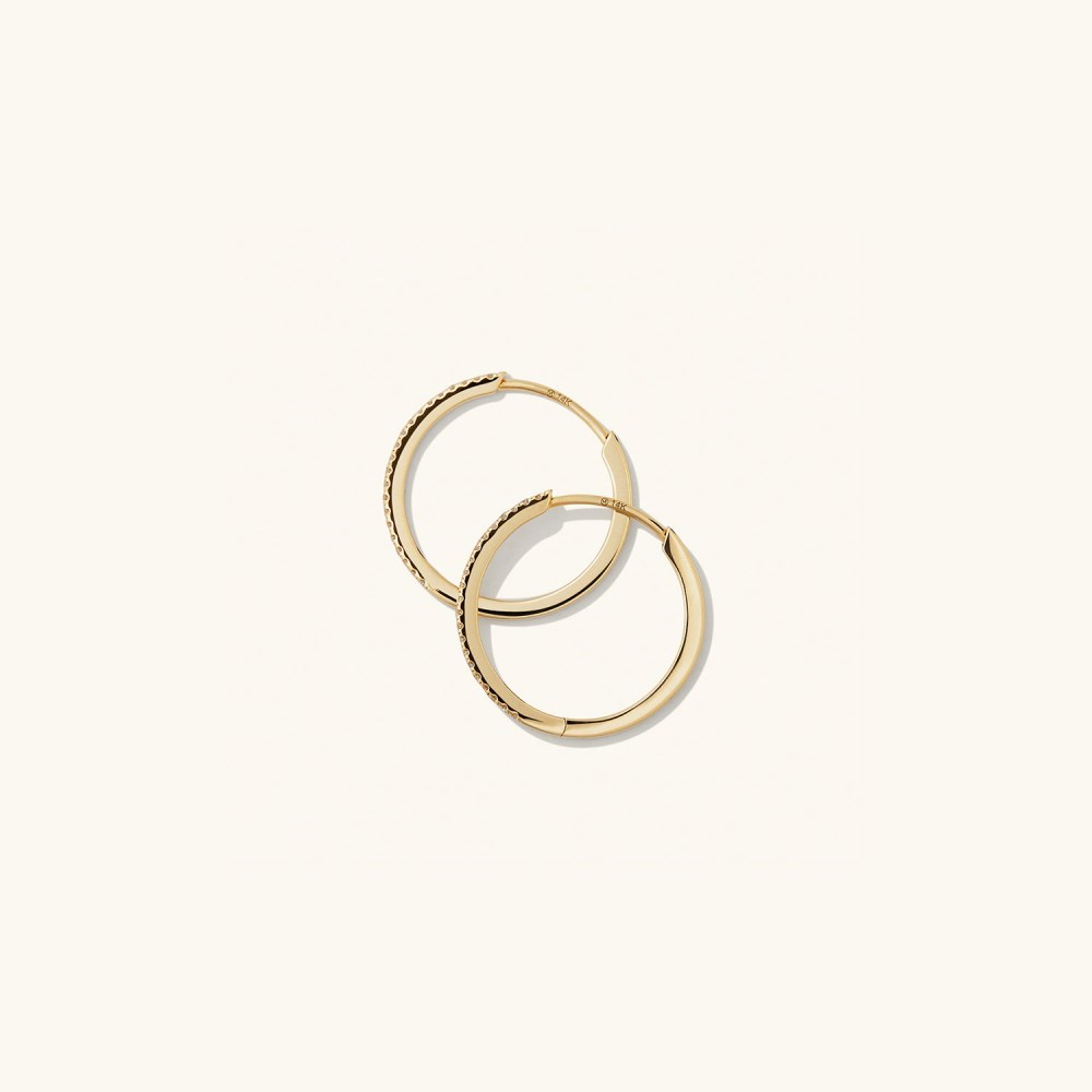 Mejuri Pavé Diamond Medium Hoops - 14k Yellow Gold