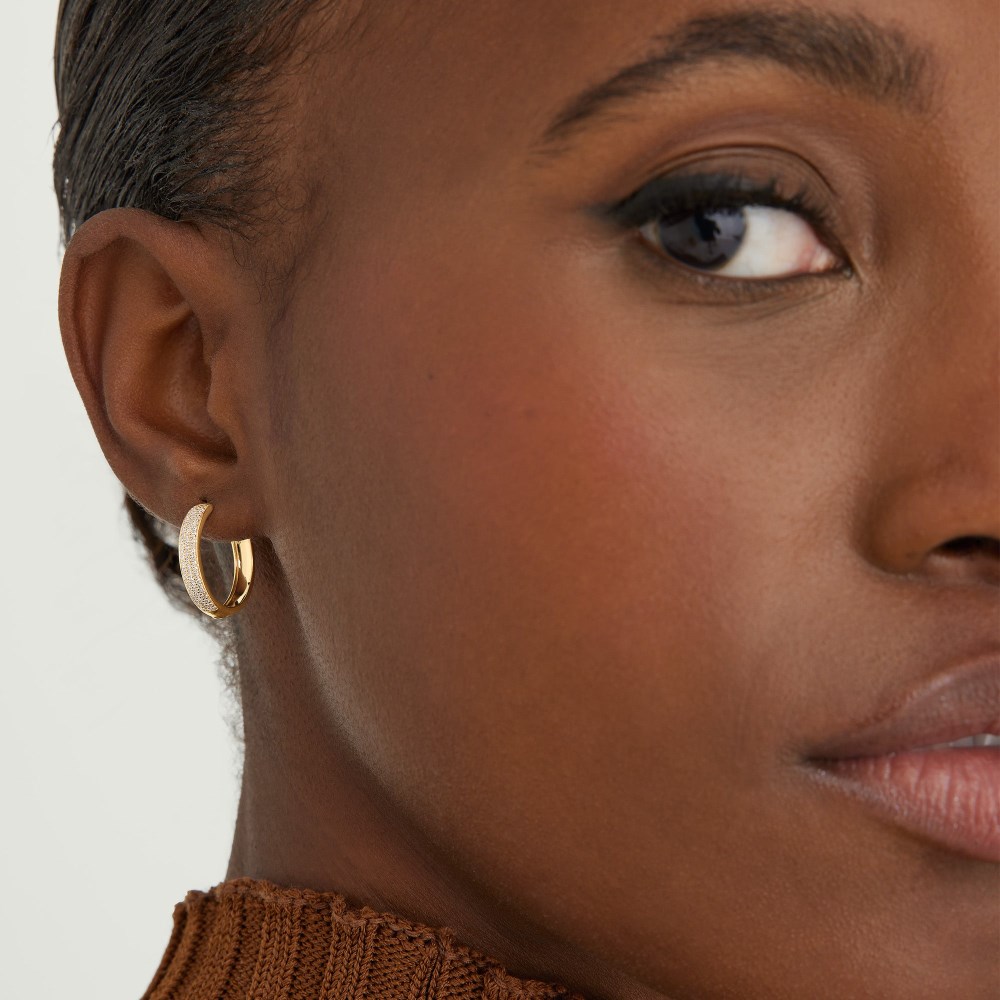 Mejuri Bold Pavé Diamond Medium Hoops - 14k Yellow Gold