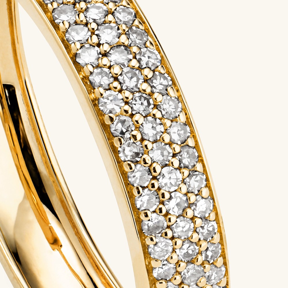 Mejuri Bold Pavé Diamond Medium Hoops - 14k Yellow Gold