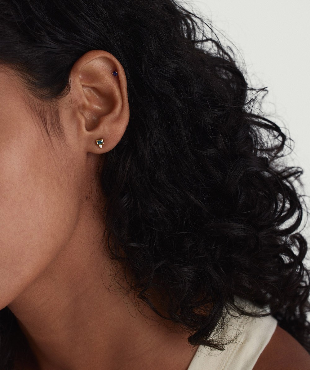 Mejuri Baguette Duo Studs - 14k Yellow Gold