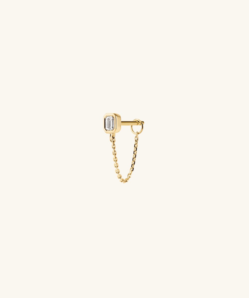 Mejuri Lab Grown Diamond Emerald Chain Stud - 14k Yellow Gold