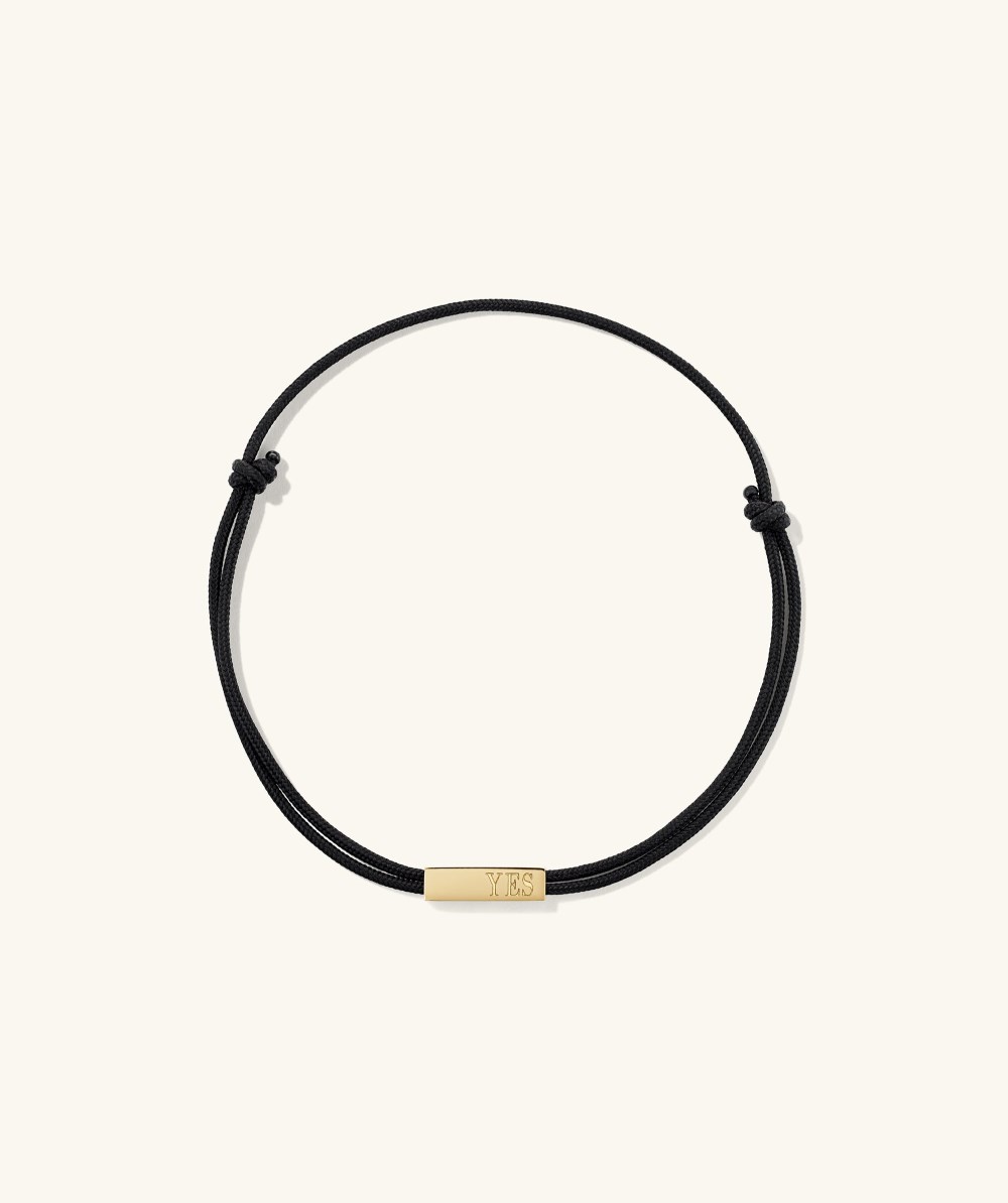 Mejuri Bar Cord Bracelet - 14k Yellow Gold, Black Cord