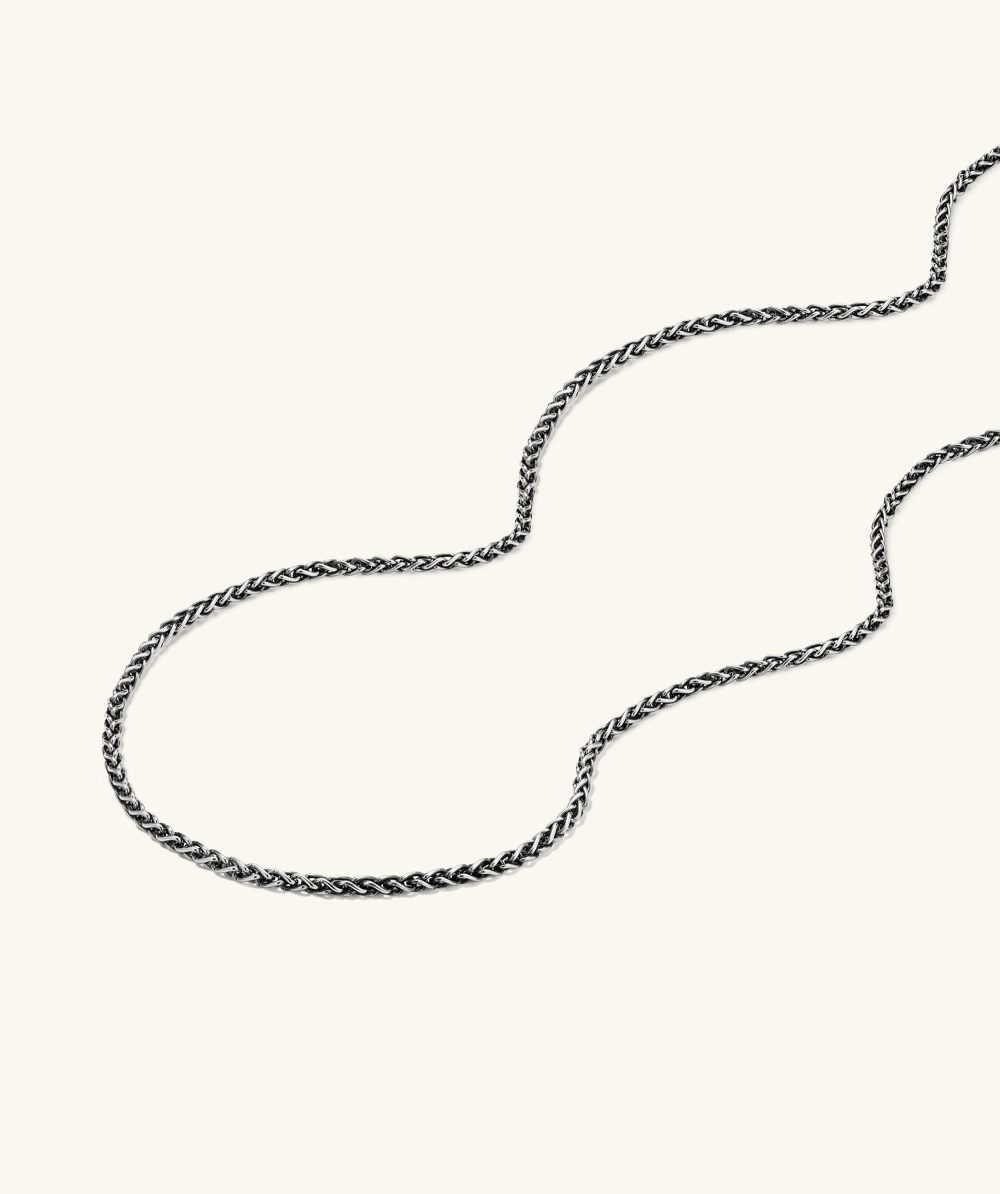 Mejuri 2.4mm Wheat Chain Necklace - Oxidized Sterling Silver
