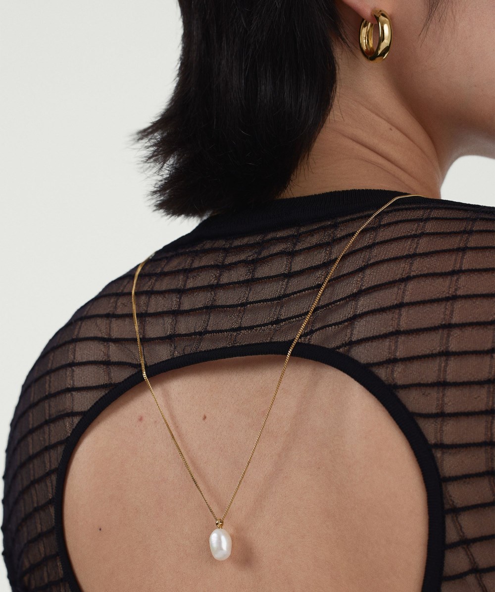 Mejuri Bold Pearl Pendant Necklace - Gold Vermeil