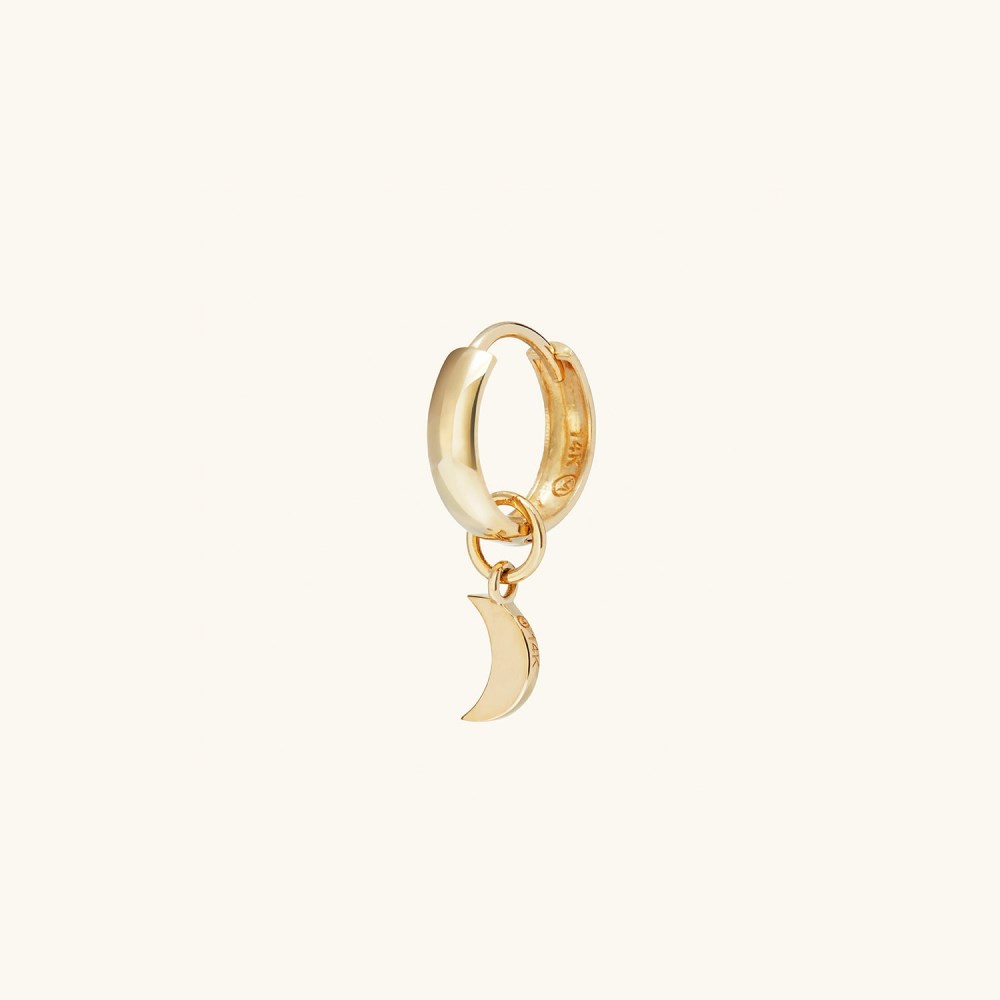 Mejuri Single Moon Hoop Charm - 14k Yellow Gold