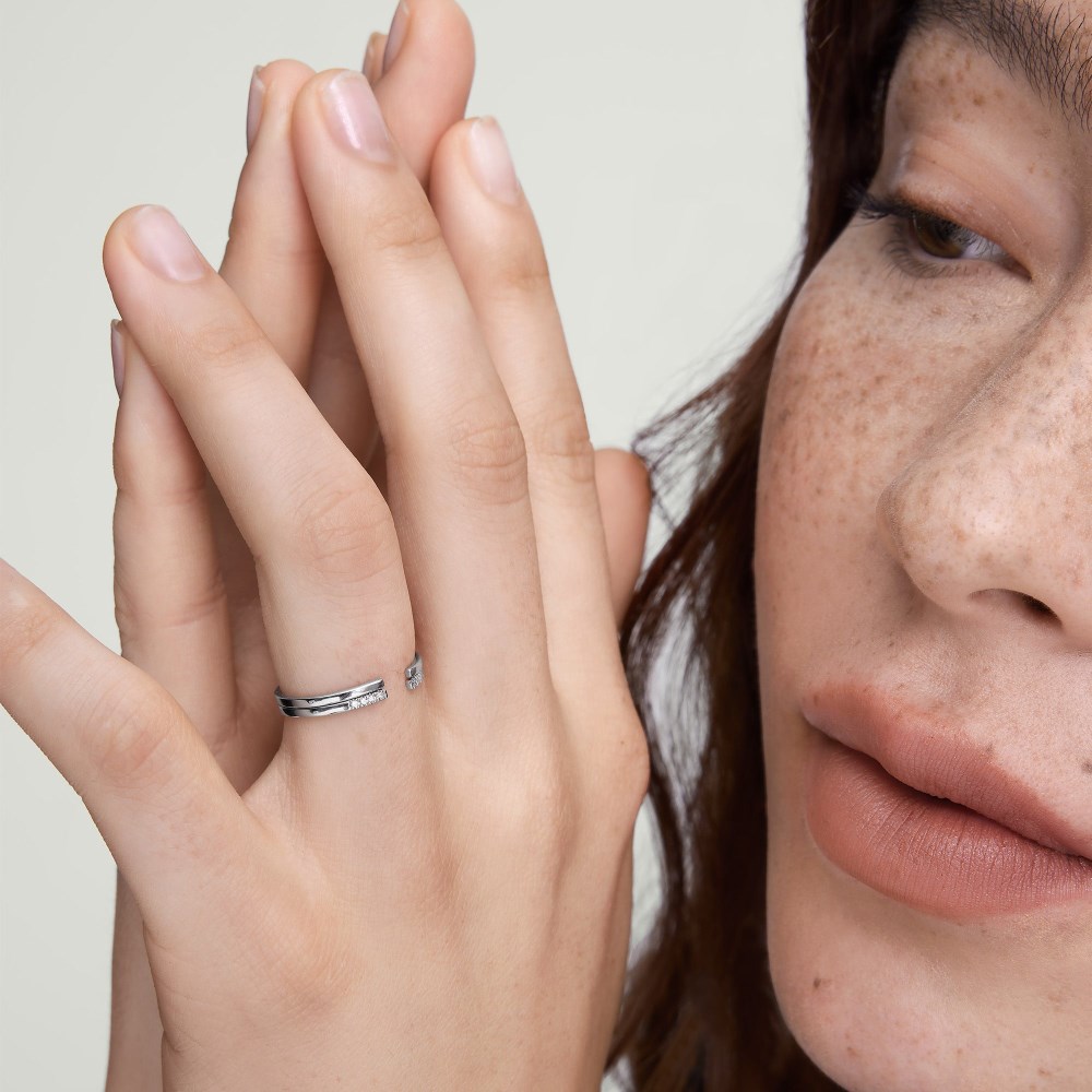 Mejuri Beam Open Ring Stacker Set - 14k White Gold