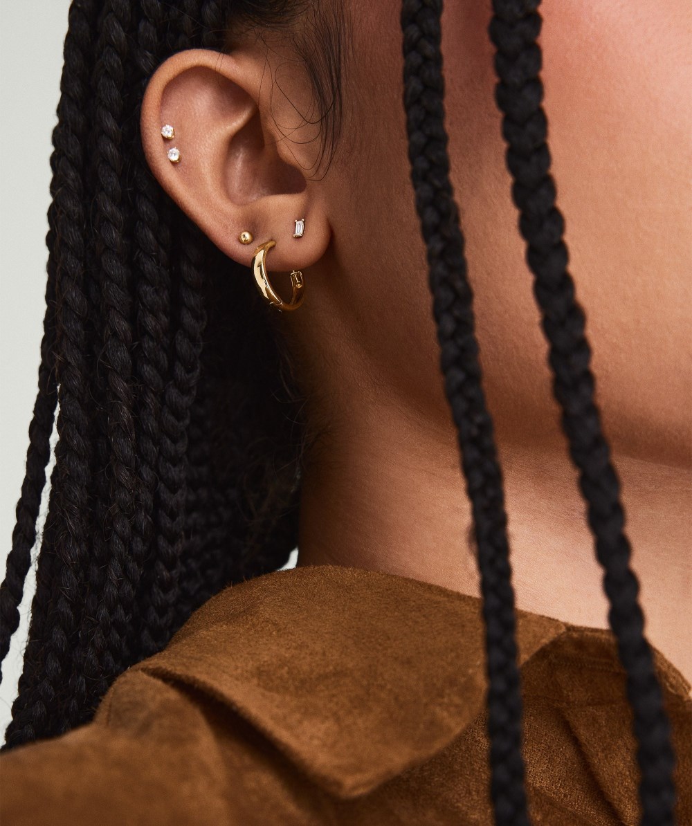 Mejuri Mini Baguette Diamond Studs - 14k Yellow Gold