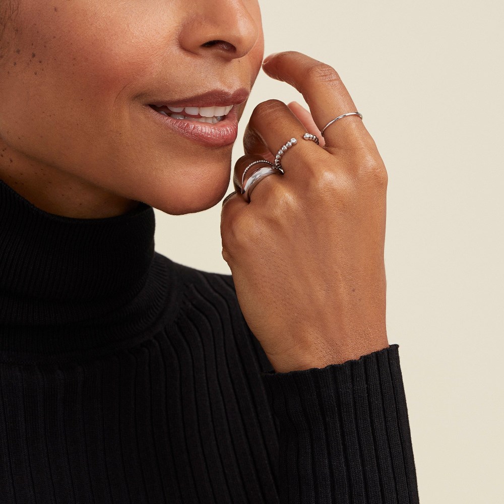 Mejuri Bold Beaded Diamond Open Ring - 14k White Gold