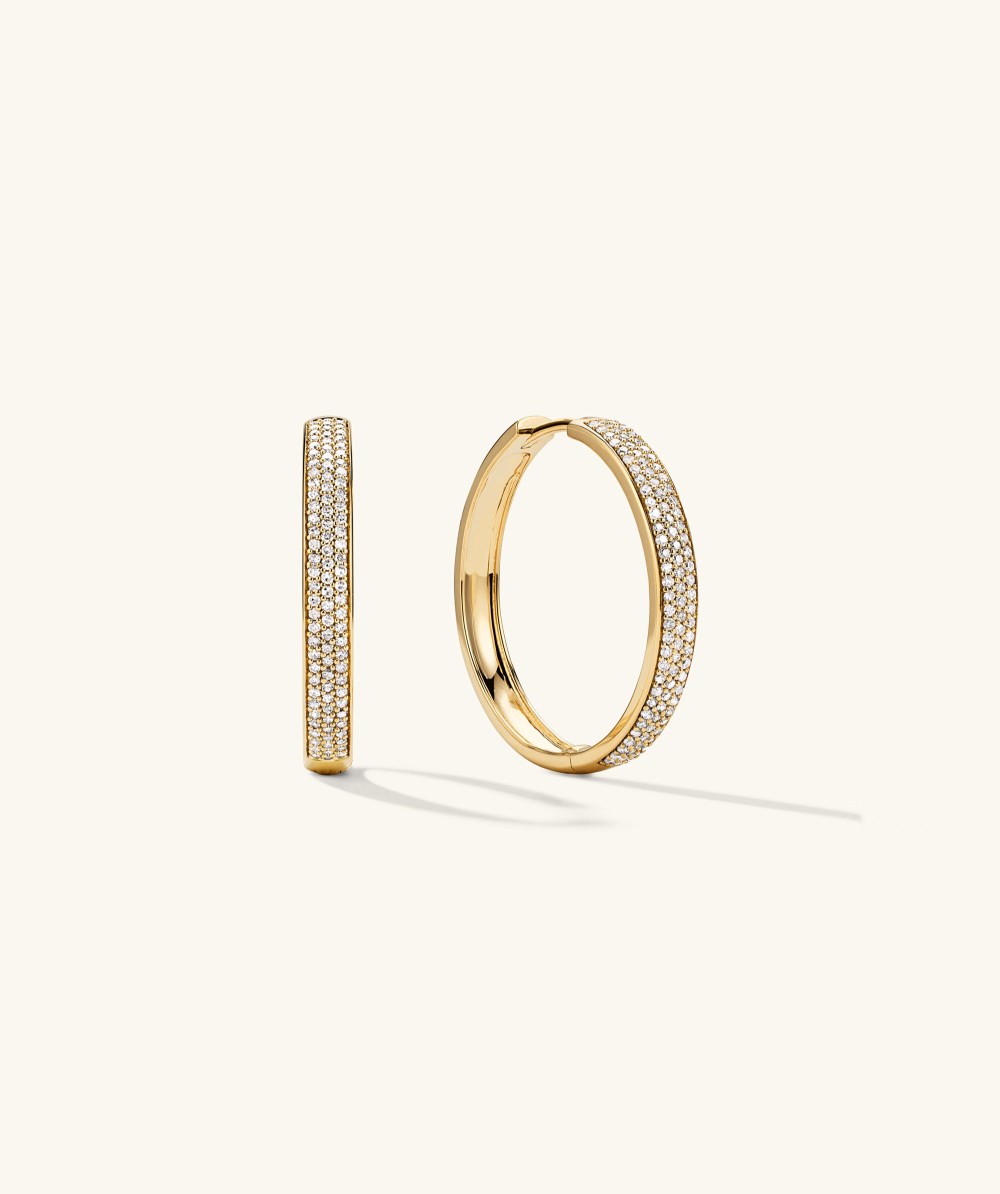 Mejuri Bold Pavé Diamond Large Hoops - 14k Yellow Gold