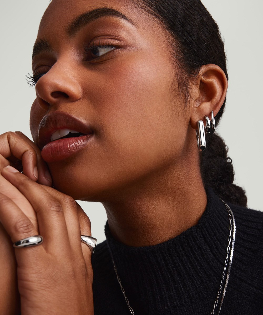 Mejuri Chunky Large U Hoops - Sterling Silver