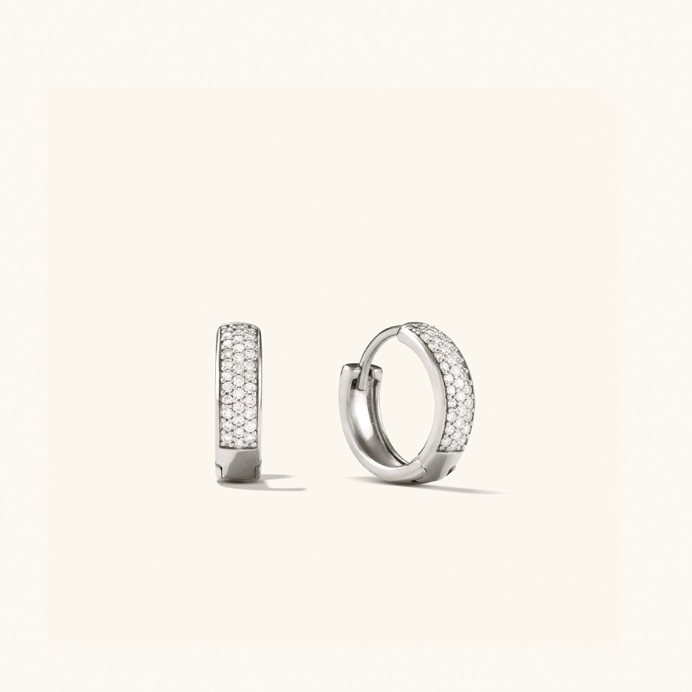Mejuri Bold Pavé Diamond Huggie Hoops - 14k White Gold
