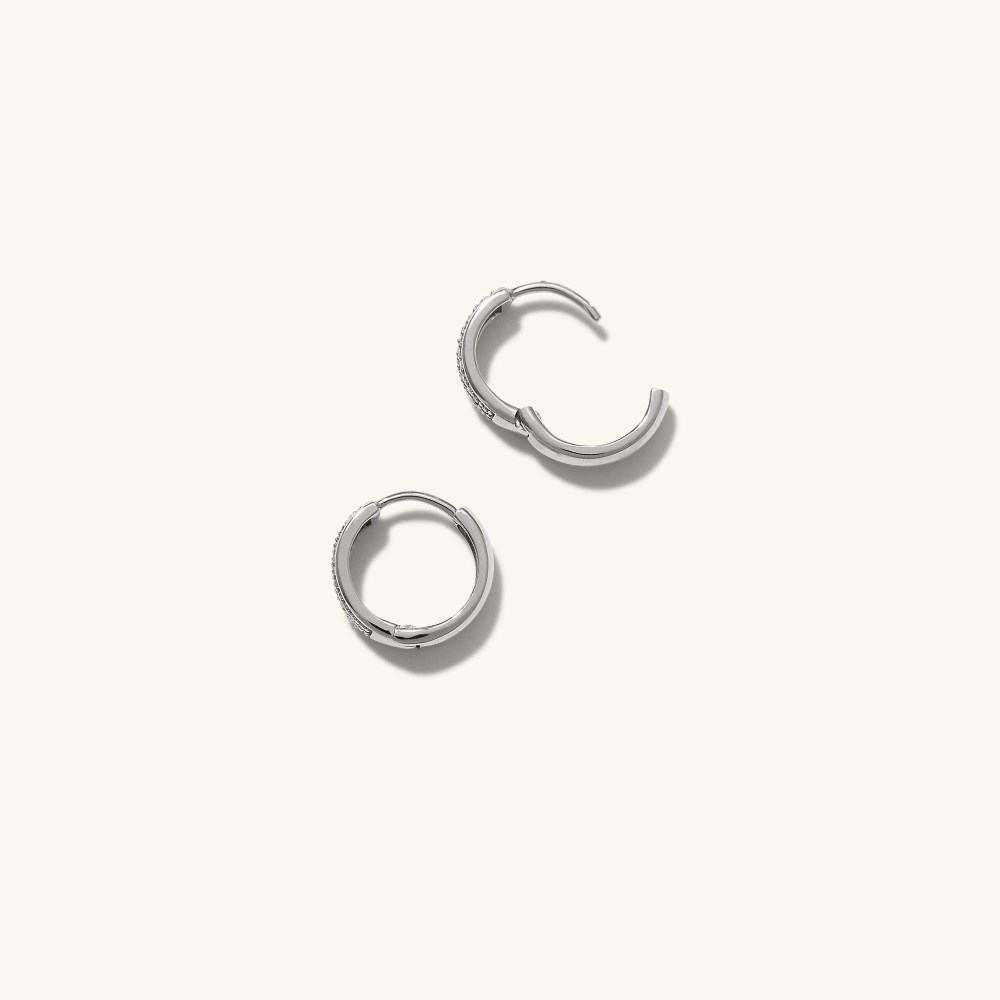 Mejuri Bold Pavé Diamond Huggie Hoops - 14k White Gold